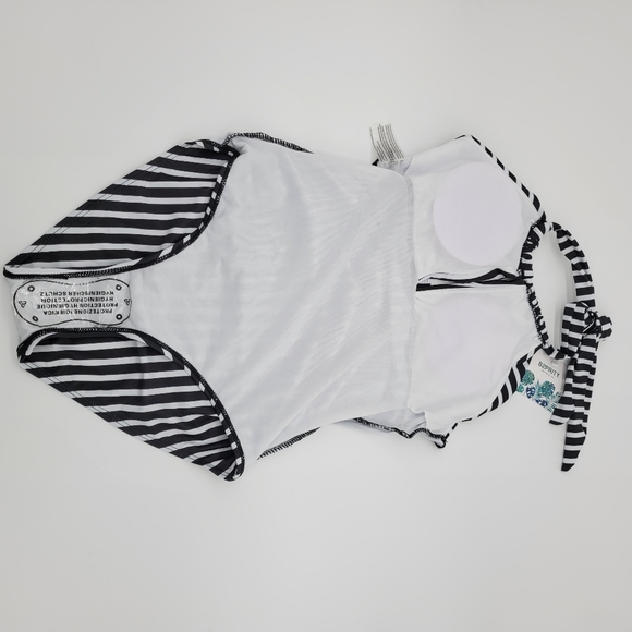 Women black One Piece Swimsuit Tummy Control Swimwear V Neck Bathing Suit - Picture 8 of 13